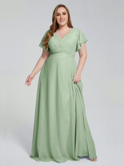 Plus Size Long Bridesmaid Dresses with Sleeves