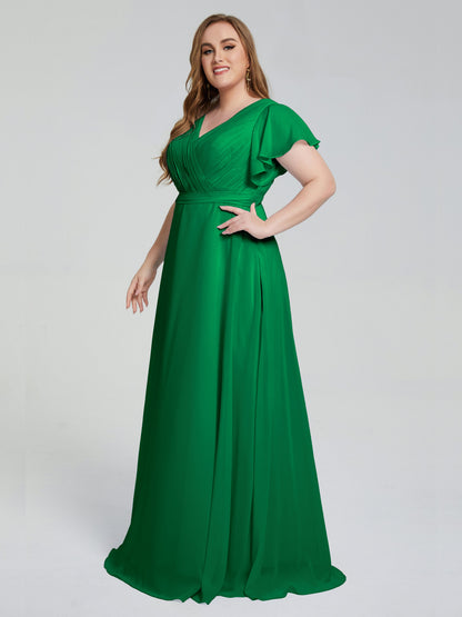 Plus Size Long Bridesmaid Dresses with Sleeves