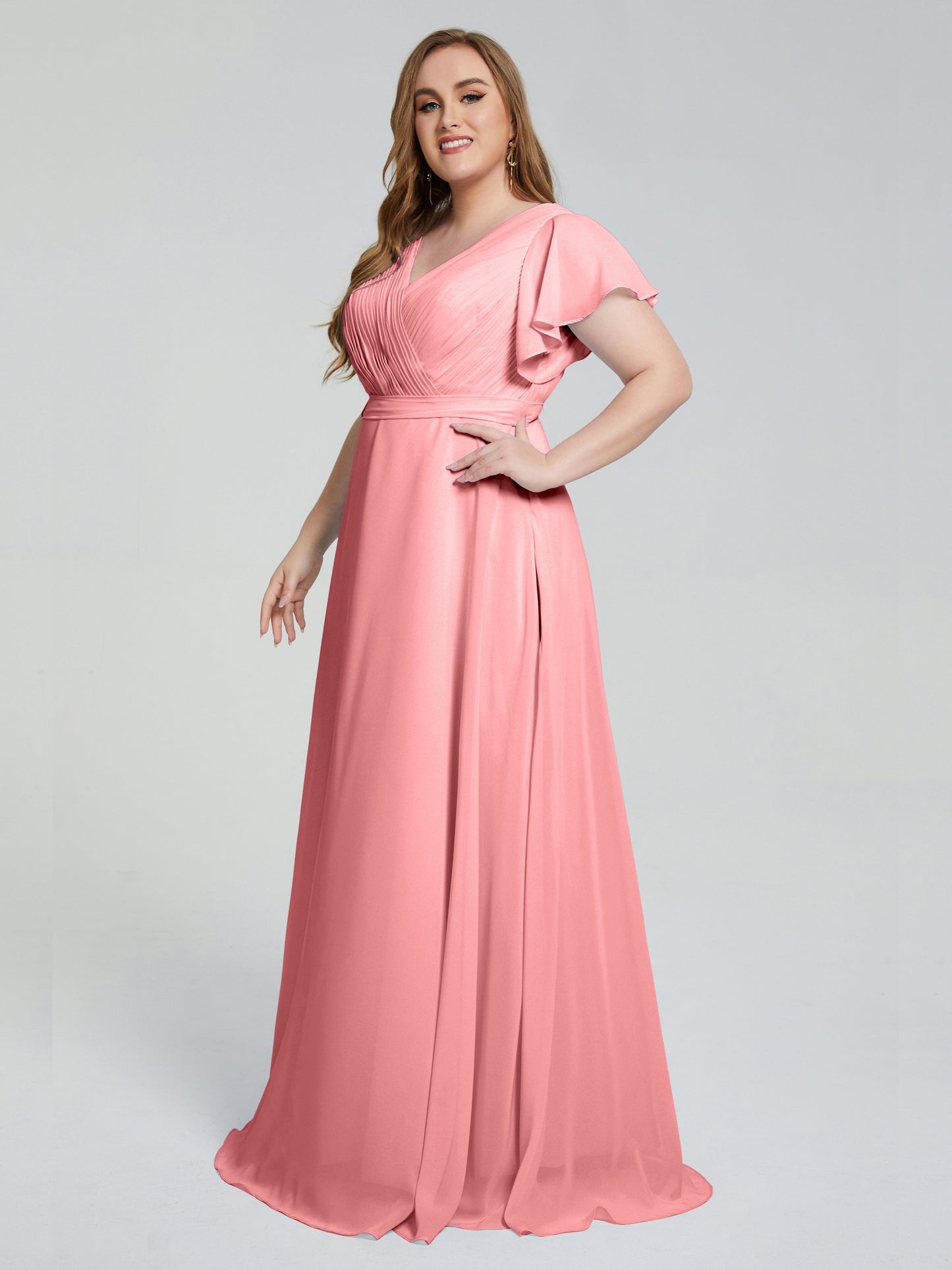 Plus Size Long Bridesmaid Dresses with Sleeves