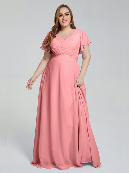 Plus Size Long Bridesmaid Dresses with Sleeves