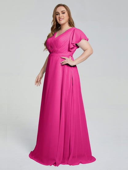 Plus Size Long Bridesmaid Dresses with Sleeves