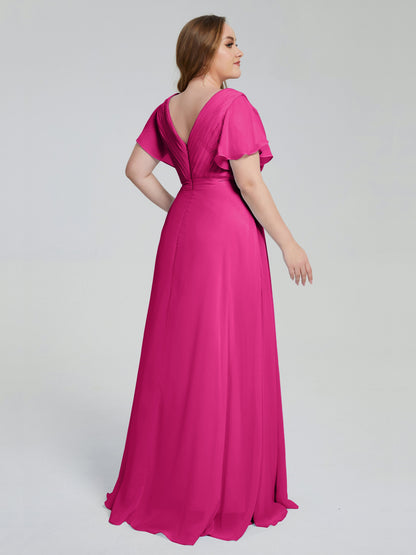 Plus Size Long Bridesmaid Dresses with Sleeves