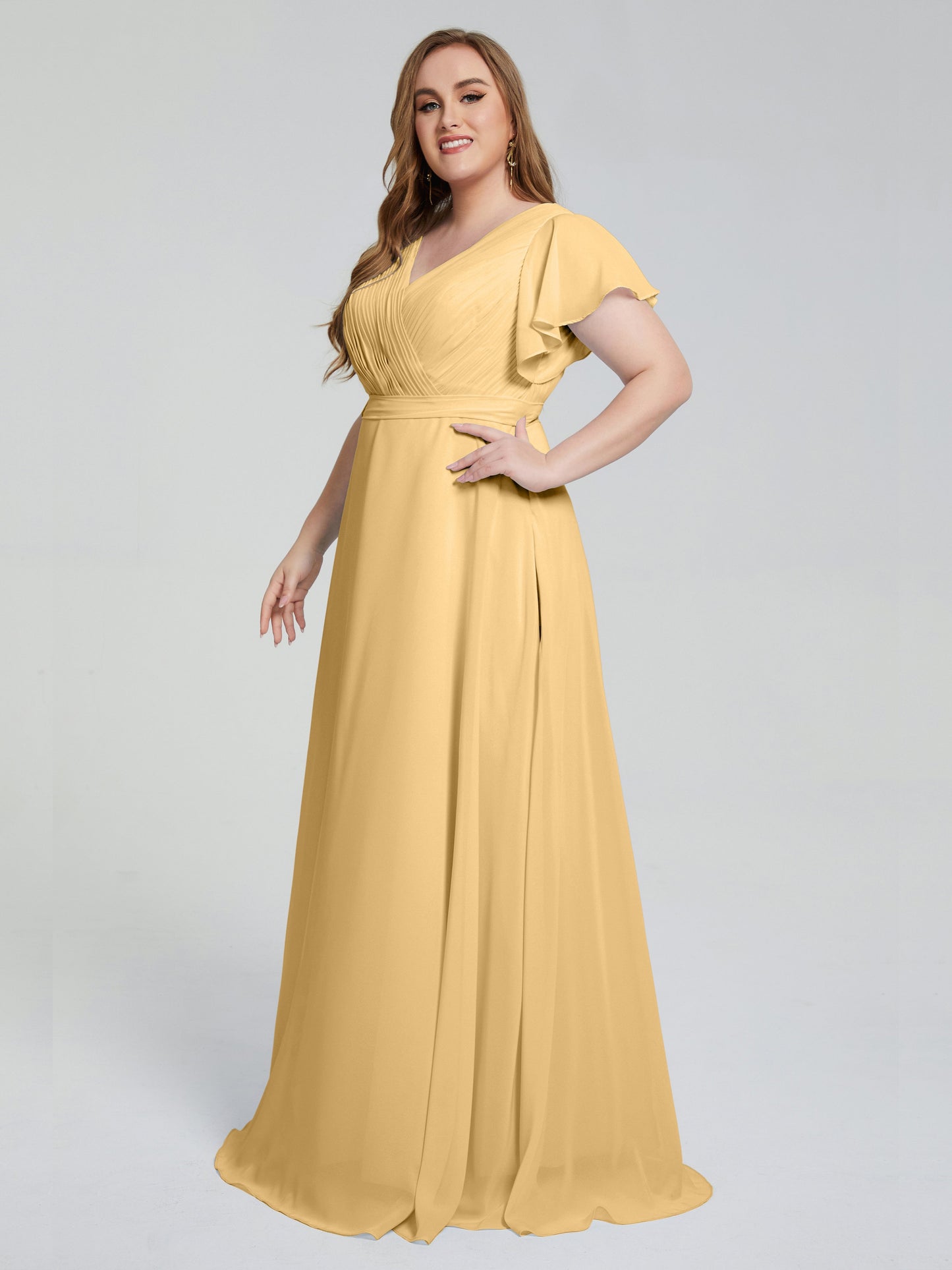 Plus Size Long Bridesmaid Dresses with Sleeves