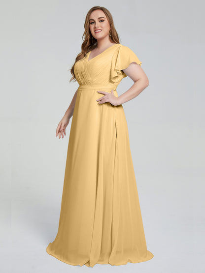 Plus Size Long Bridesmaid Dresses with Sleeves