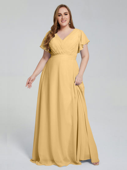 Plus Size Long Bridesmaid Dresses with Sleeves