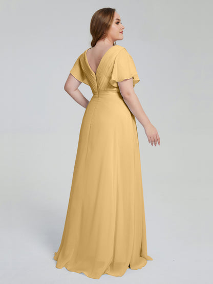 Plus Size Long Bridesmaid Dresses with Sleeves