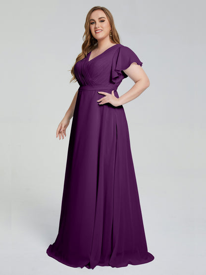 Plus Size Long Bridesmaid Dresses with Sleeves