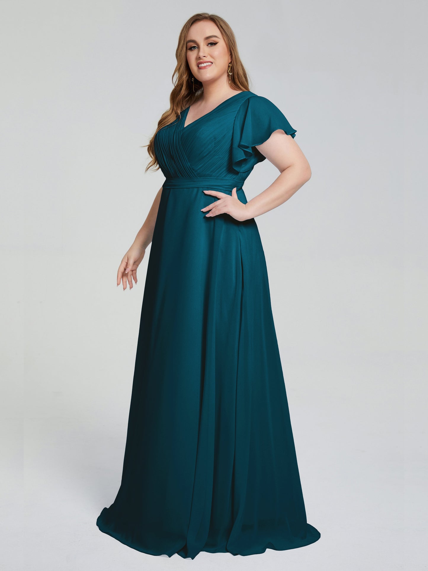 Plus Size Long Bridesmaid Dresses with Sleeves