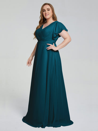 Plus Size Long Bridesmaid Dresses with Sleeves