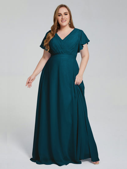 Plus Size Long Bridesmaid Dresses with Sleeves