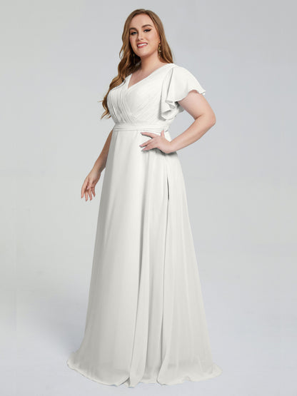 Plus Size Long Bridesmaid Dresses with Sleeves