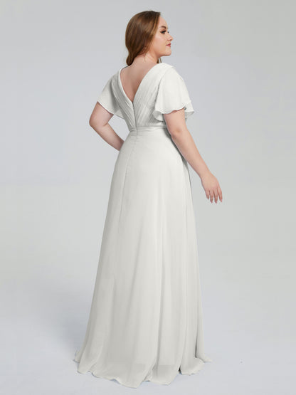 Plus Size Long Bridesmaid Dresses with Sleeves