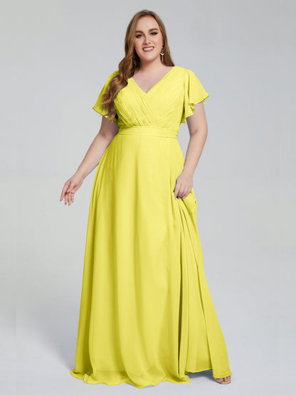 Plus Size Long Bridesmaid Dresses with Sleeves
