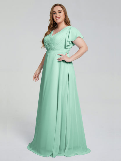 Plus Size Long Bridesmaid Dresses with Sleeves