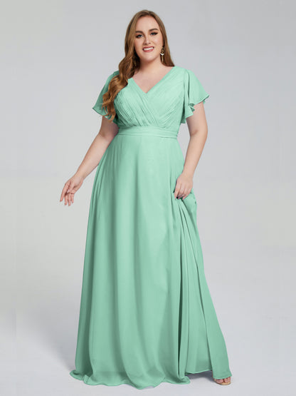 Plus Size Long Bridesmaid Dresses with Sleeves