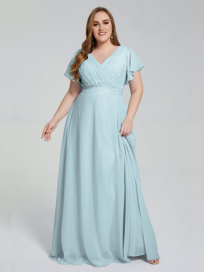 Plus Size Long Bridesmaid Dresses with Sleeves