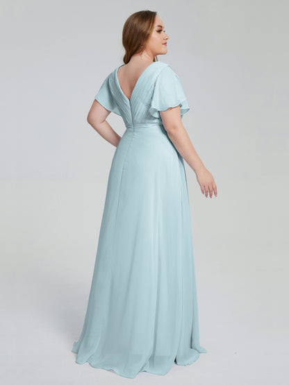 Plus Size Long Bridesmaid Dresses with Sleeves