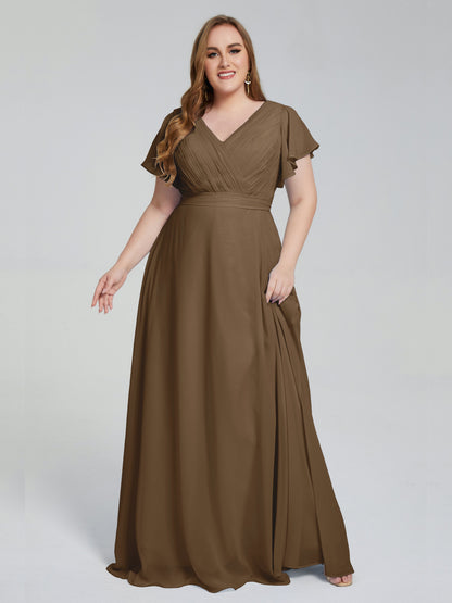 Plus Size Long Bridesmaid Dresses with Sleeves
