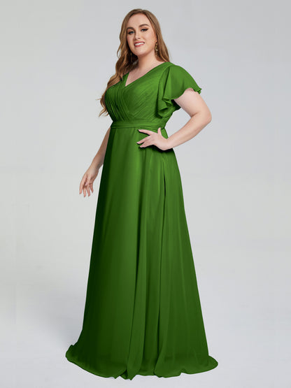 Plus Size Long Bridesmaid Dresses with Sleeves