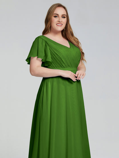 Plus Size Long Bridesmaid Dresses with Sleeves