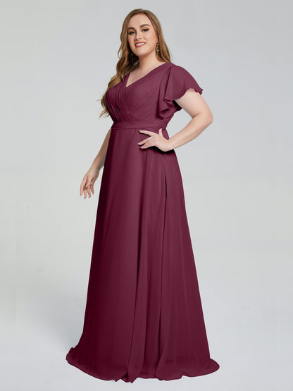 Plus Size Long Bridesmaid Dresses with Sleeves