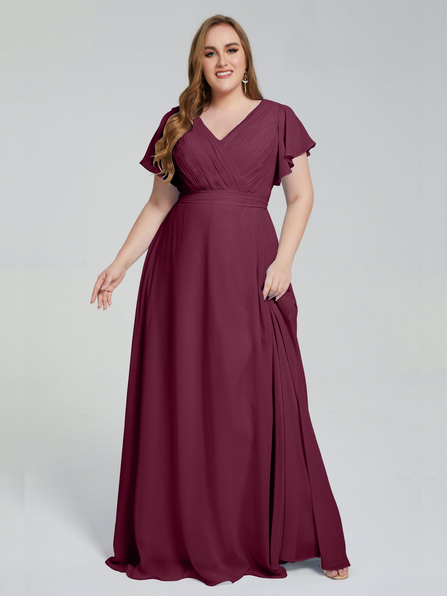 Plus Size Long Bridesmaid Dresses with Sleeves