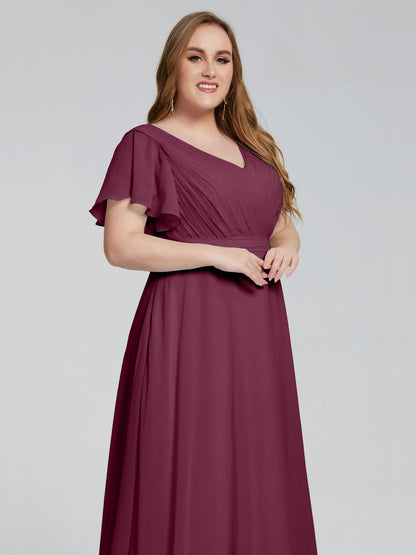 Plus Size Long Bridesmaid Dresses with Sleeves