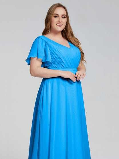 Plus Size Long Bridesmaid Dresses with Sleeves