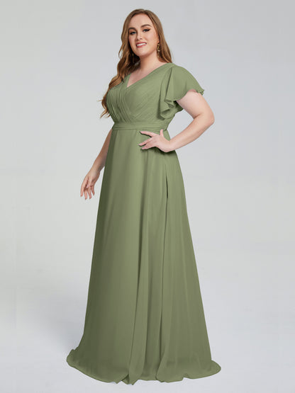 Plus Size Long Bridesmaid Dresses with Sleeves