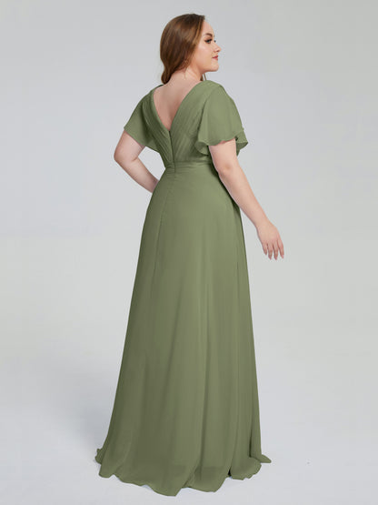 Plus Size Long Bridesmaid Dresses with Sleeves