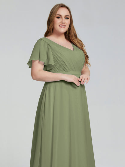 Plus Size Long Bridesmaid Dresses with Sleeves