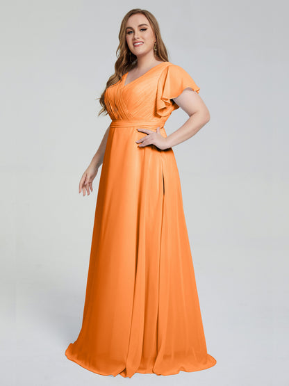 Plus Size Long Bridesmaid Dresses with Sleeves