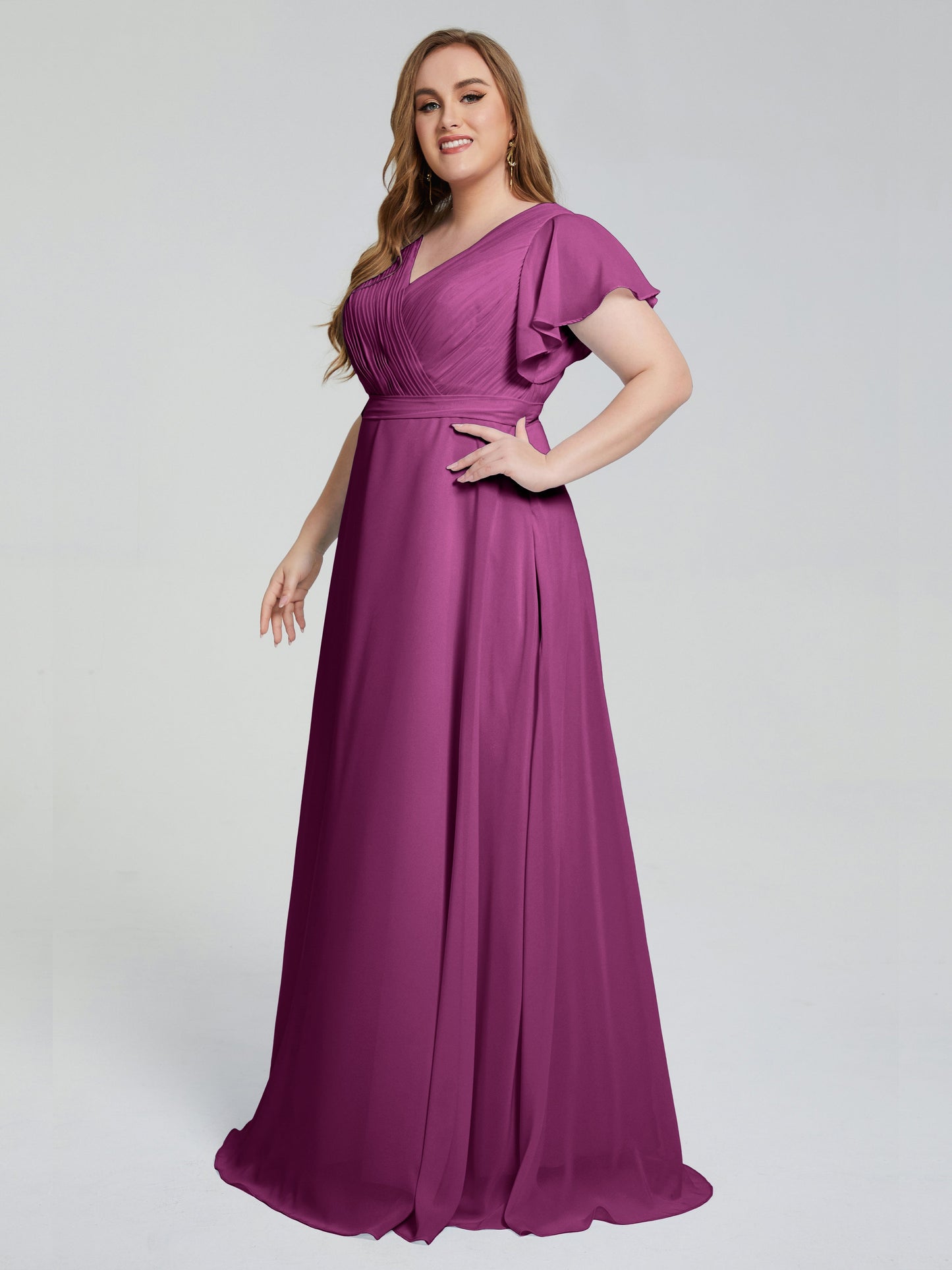 Plus Size Long Bridesmaid Dresses with Sleeves