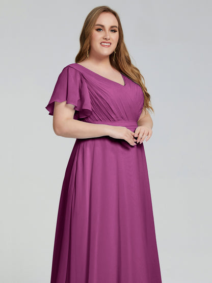 Plus Size Long Bridesmaid Dresses with Sleeves