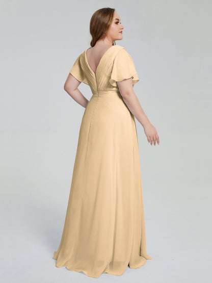 Plus Size Long Bridesmaid Dresses with Sleeves