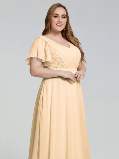 Plus Size Long Bridesmaid Dresses with Sleeves
