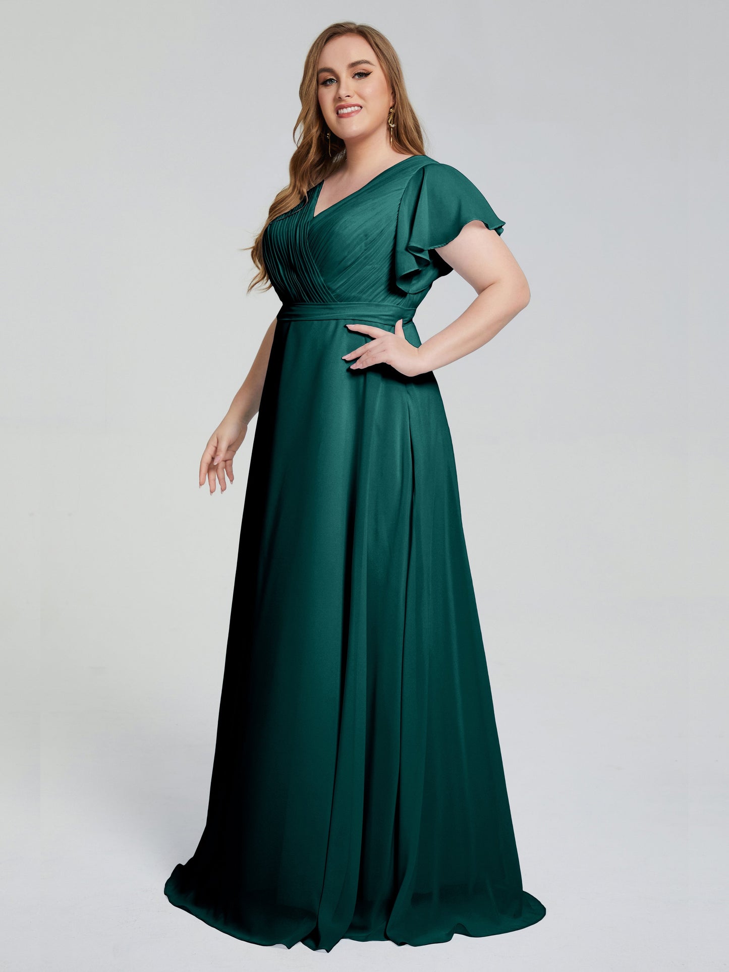 Plus Size Long Bridesmaid Dresses with Sleeves