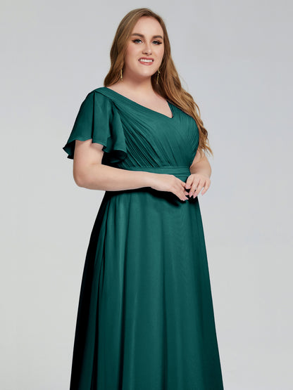 Plus Size Long Bridesmaid Dresses with Sleeves