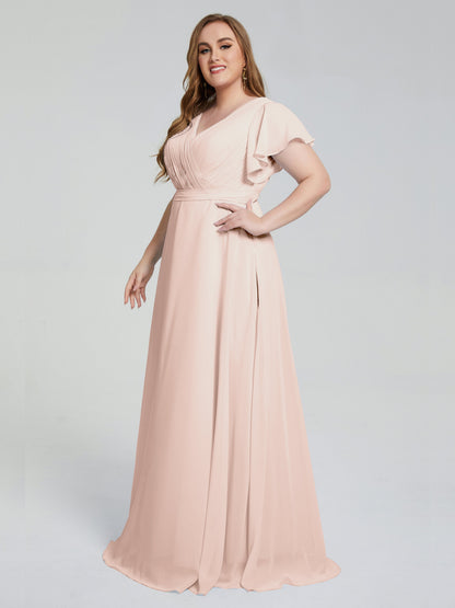 Plus Size Long Bridesmaid Dresses with Sleeves