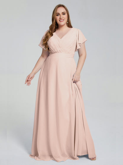 Plus Size Long Bridesmaid Dresses with Sleeves