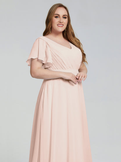 Plus Size Long Bridesmaid Dresses with Sleeves