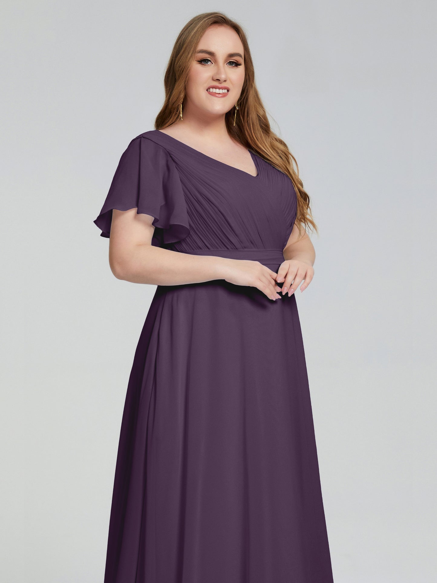 Plus Size Long Bridesmaid Dresses with Sleeves