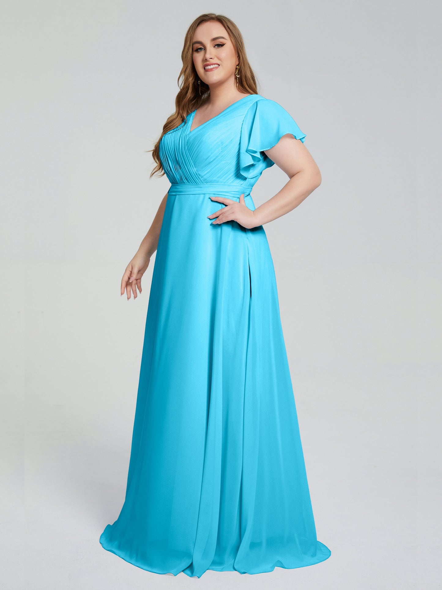 Plus Size Long Bridesmaid Dresses with Sleeves