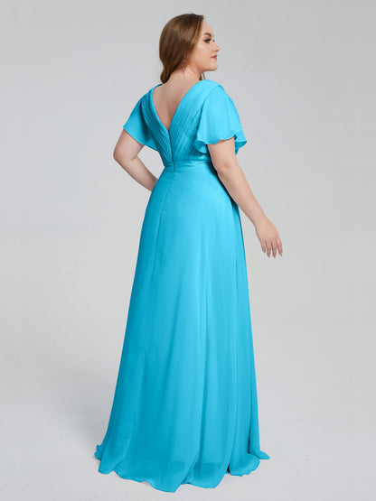 Plus Size Long Bridesmaid Dresses with Sleeves