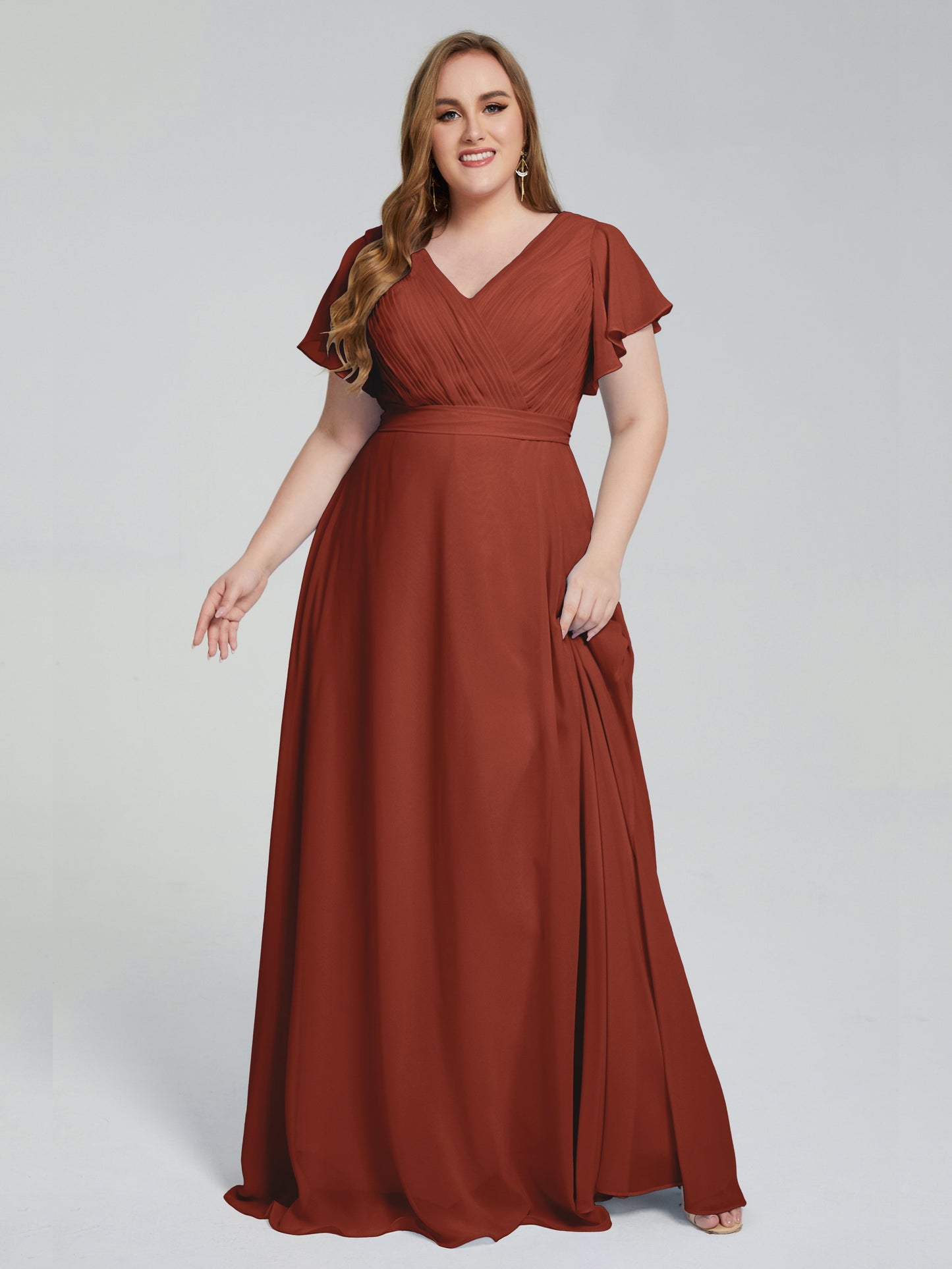 Plus Size Long Bridesmaid Dresses with Sleeves