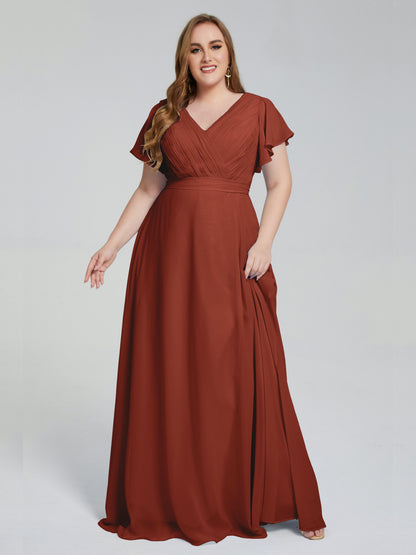 Plus Size Long Bridesmaid Dresses with Sleeves