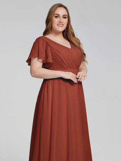 Plus Size Long Bridesmaid Dresses with Sleeves