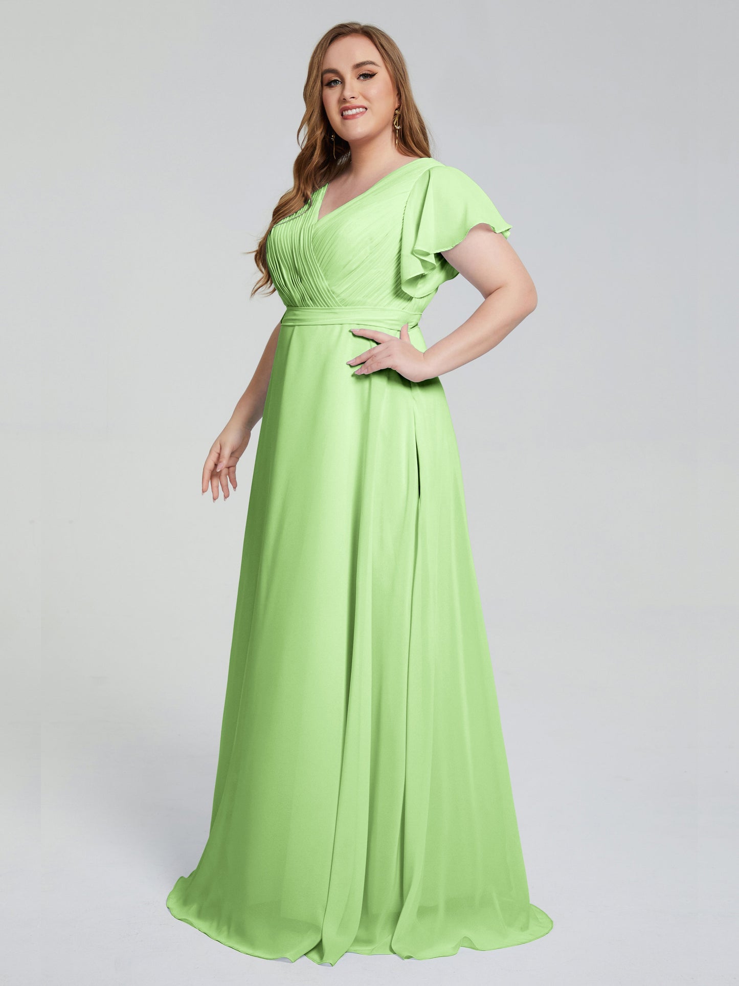 Plus Size Long Bridesmaid Dresses with Sleeves