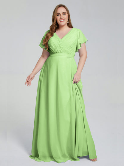 Plus Size Long Bridesmaid Dresses with Sleeves
