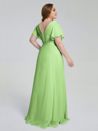 Plus Size Long Bridesmaid Dresses with Sleeves